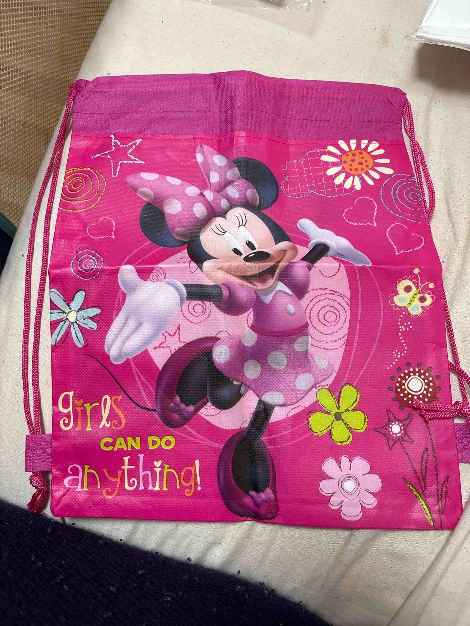 Anime nuevo Minnie Mouse bolsillo con cordón Kawaii Mickey mochila de almacenamiento portátil estampado de dibujos animados regalos para niños photo review