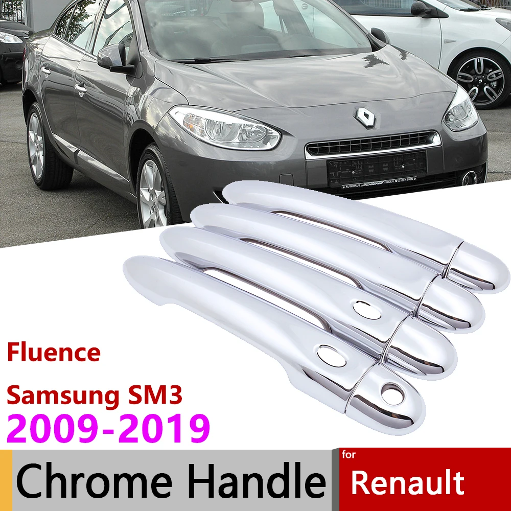 

Auto Chrome For Renault Fluence 2009~2019 Renault Samsung SM3 Car Chrome Door Handle Cover Exterior Styling Accessories Stickers