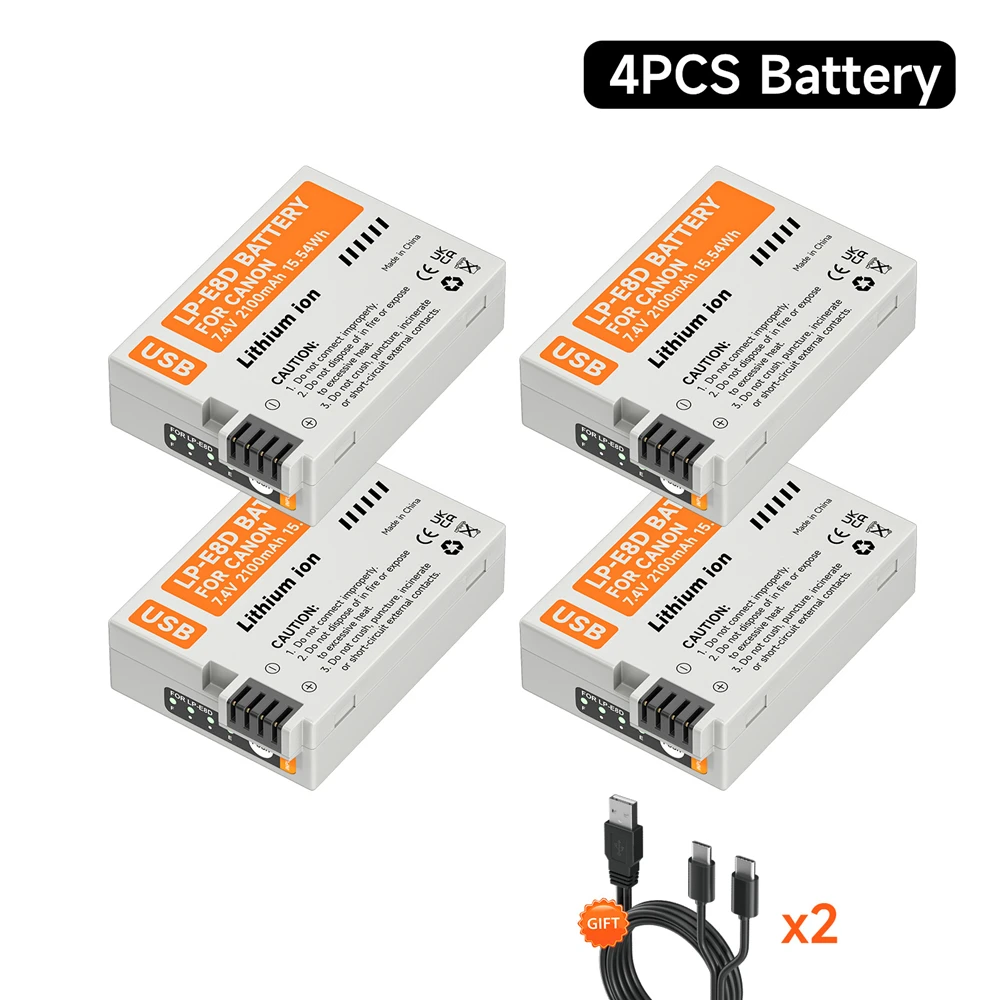Chargeur Batterie LP-E8 Pour Canon - Compatible EOS 550D, 600D, 650D, 700D, Rebel T2i à T5i, Kiss X4 à X7i