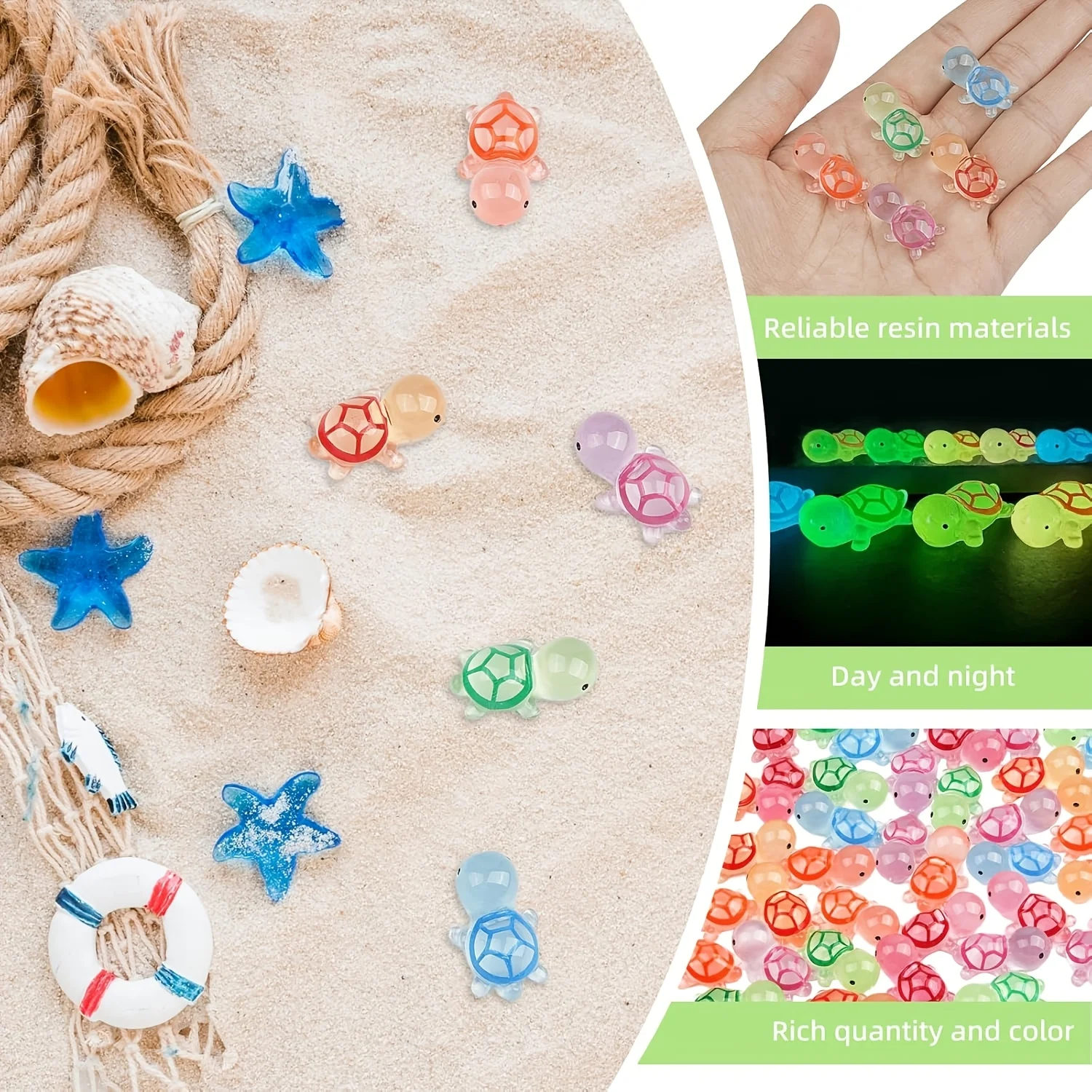 Resin Ornaments 20/50/100PCS Mini Luminous Turtle Home Decor Landscaping Glowing Turtle Garden Fish Tank Mini Ornaments