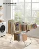 Foldable Clothes Drying Rack - Includes Sock Clips, 2 Height-Adjustable Gullwings, Silver and Blue Design, Perfect for Indoor or 2
