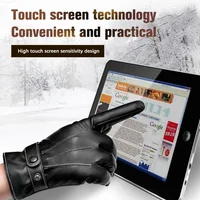 Tolex Leather Black Gloves Warm Mittens Outdoor Sports Motorcycle Driving Skiing Wind-Waterproof Gloves Touch Screen Gloves 2