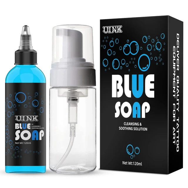 UINK Tattoo Blue Soap 120ml Tattoo Cleaning Tool with Foaming Pot Tattoo Kit Suitable For Tattoo Beginners And Tattoo Artists