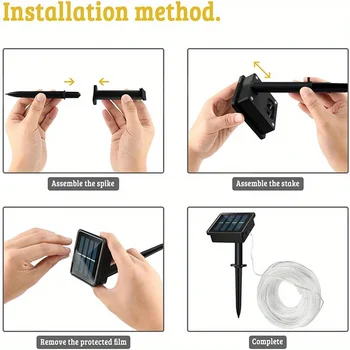 LED Solar String Lights Garden Waterproof Tube Rope Lamp Christmas Garland Fairy Lights For Outdoor Holiday Decoration Lighting 6