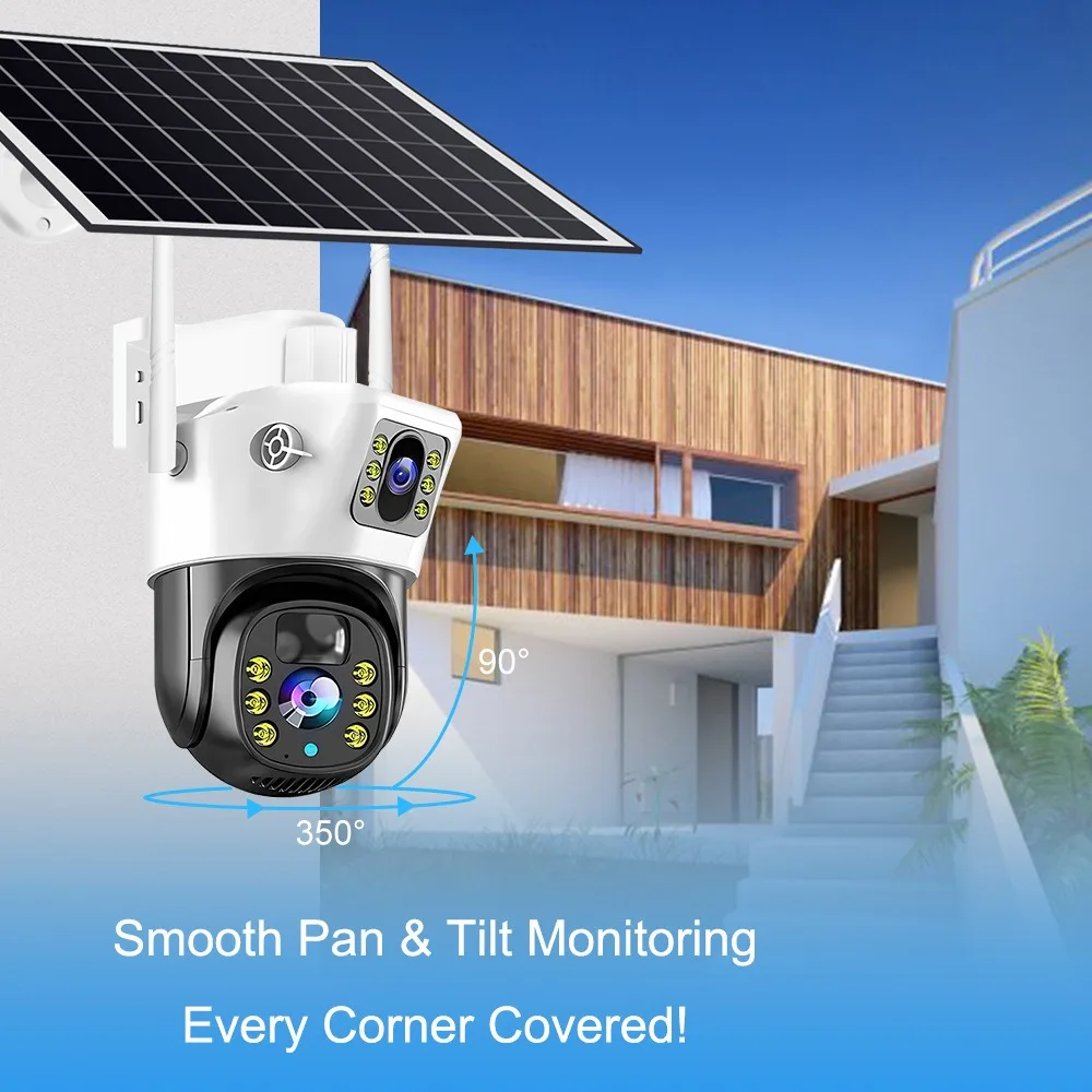 solar security camera mounted on wall bracket
