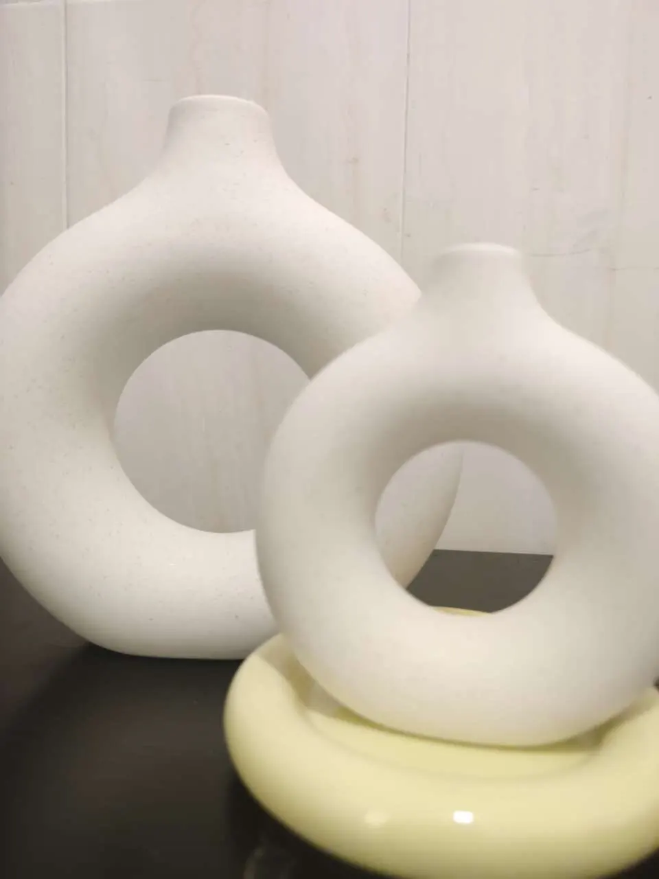 Vase circulaire creux en céramique à Donuts, Pot de fleur, accessoires de décoration pour la maison, salon, intérieur, bureau, cadeau photo review