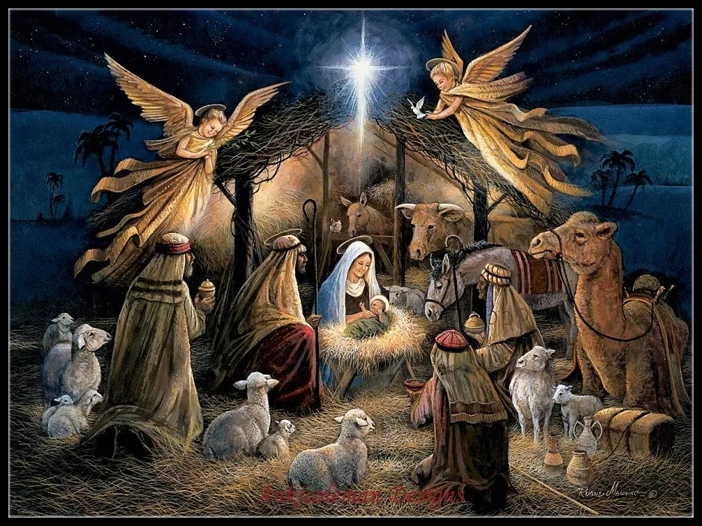 

The Nativity - Counted Cross Stitch Kits - DIY Handmade Needlework Embroidery 14 CT Aida Sets DMC Color