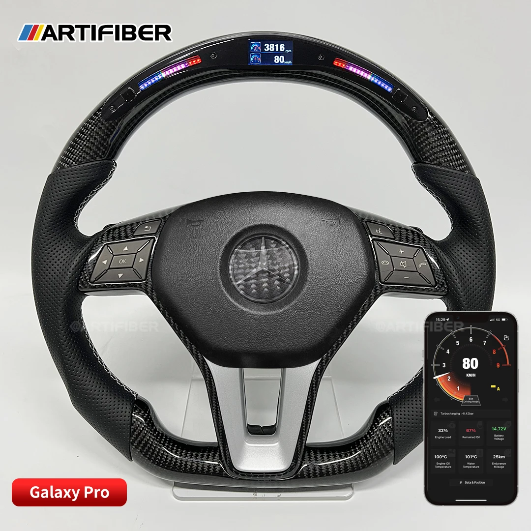 100 Real Carbon Fiber Led Performance Steering Wheel Display Compatible For Mercedes Benz W205