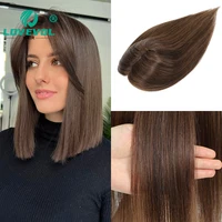 Loveovl 12*14CM Hair Topper For Woman Natural Brown Clip-In One Piece Invisible Silk Base Toupee Hair for Women with Thin Hair