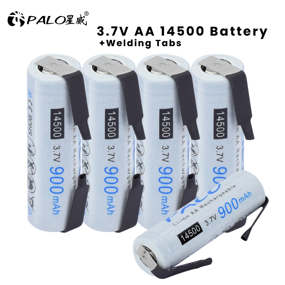 Batteria Palo 14500 3.7V 900Mah 14500 Batterie Al Litio Ricaricabili Aa Con Linguette Di Saldatura Per Celle Microfono Torcia Torcia