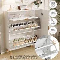 ROSAHQNDA Современный белый деревянный шкаф для обуви для прихожей, органайзер для хранения обуви с двумя откидными ящиками, боковое хранилище для обуви — изображение 6