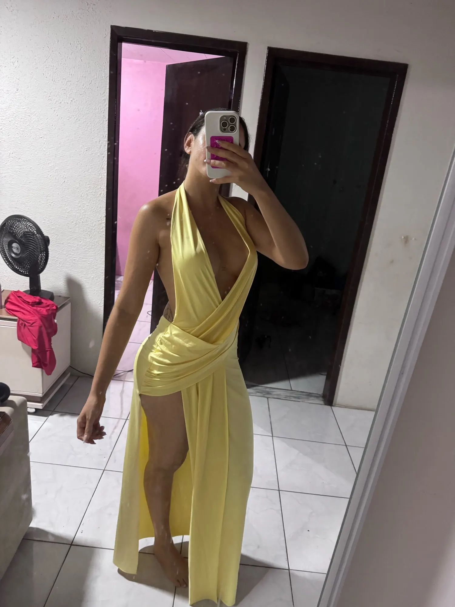 Sisterlinda Sexy High Splits Long Dress Women Halter Deep V-Neck Backless Sleeveless Summer Pool Party Ruched Elegant Vestidos photo review