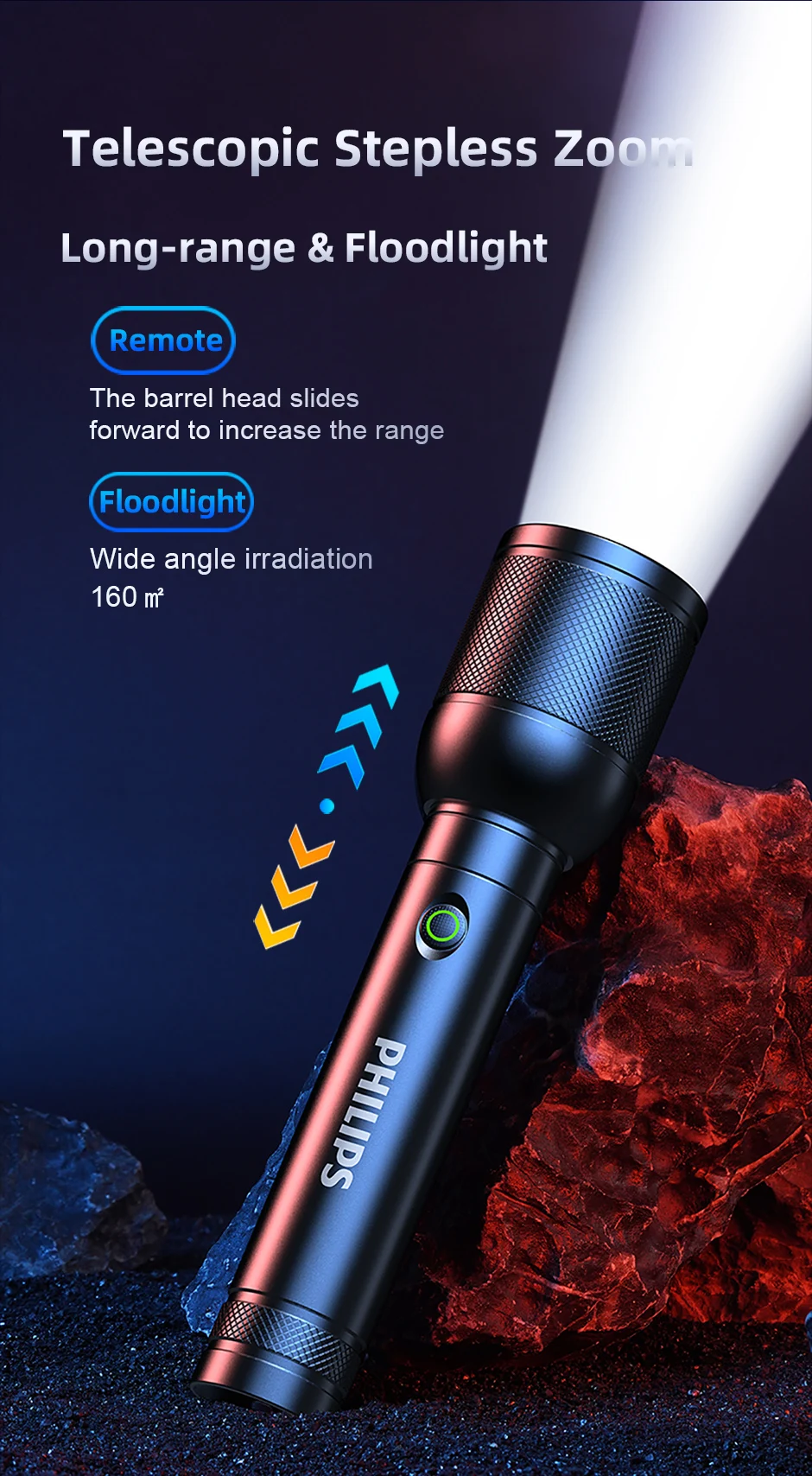Philips SFL6168 Optical Zoom LED Flashlight description image 3