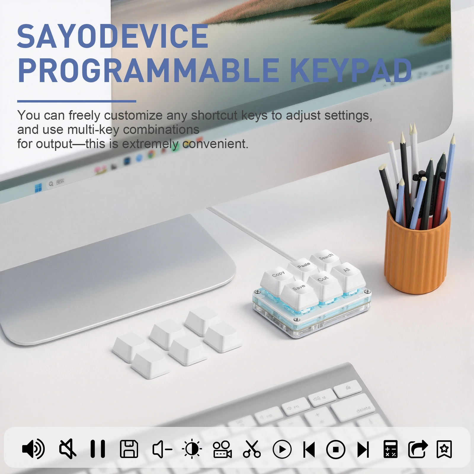 SAYODEVICE 6 키 미니 단축키 사무용 마크로 키패드 OSU 리듬 게임 키패드 게임용 USB 유선 키보드 핫스왑 가능
