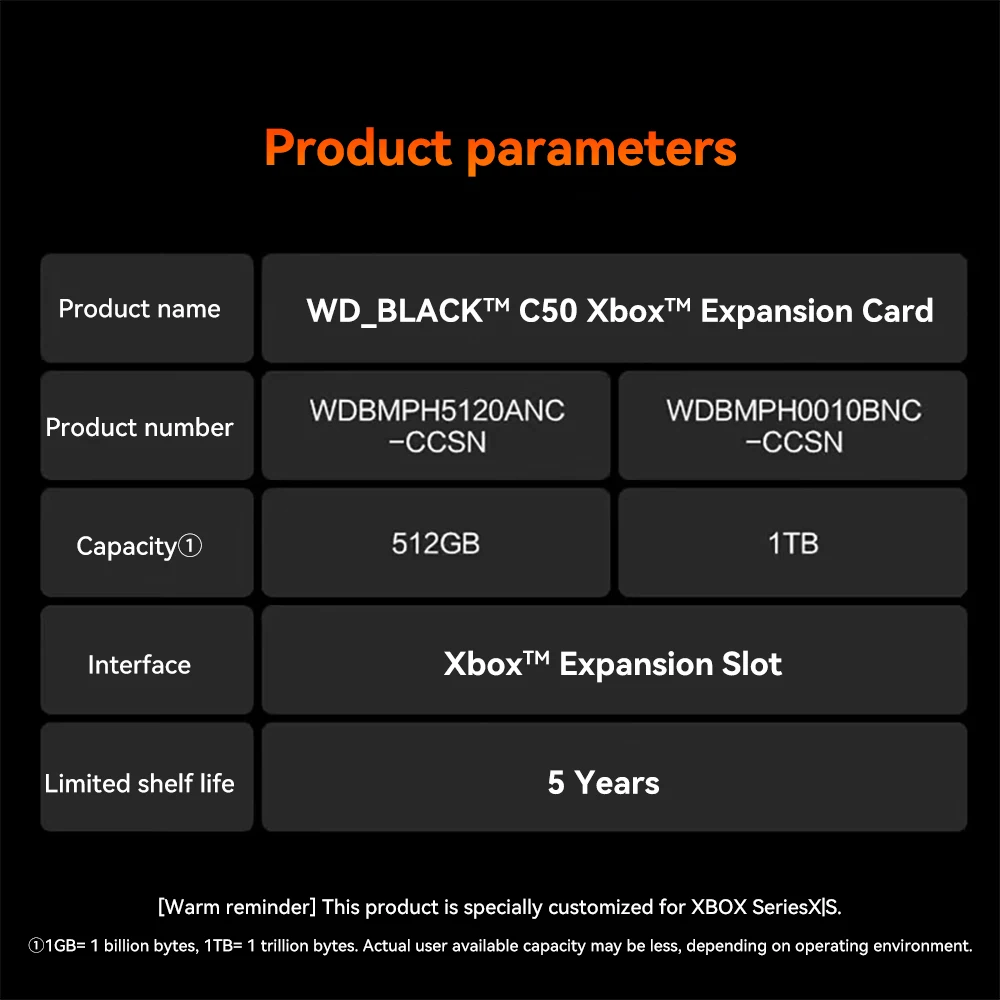 Western Digital WD C50 512GB 1TB 2TB Storage Expansion Card
