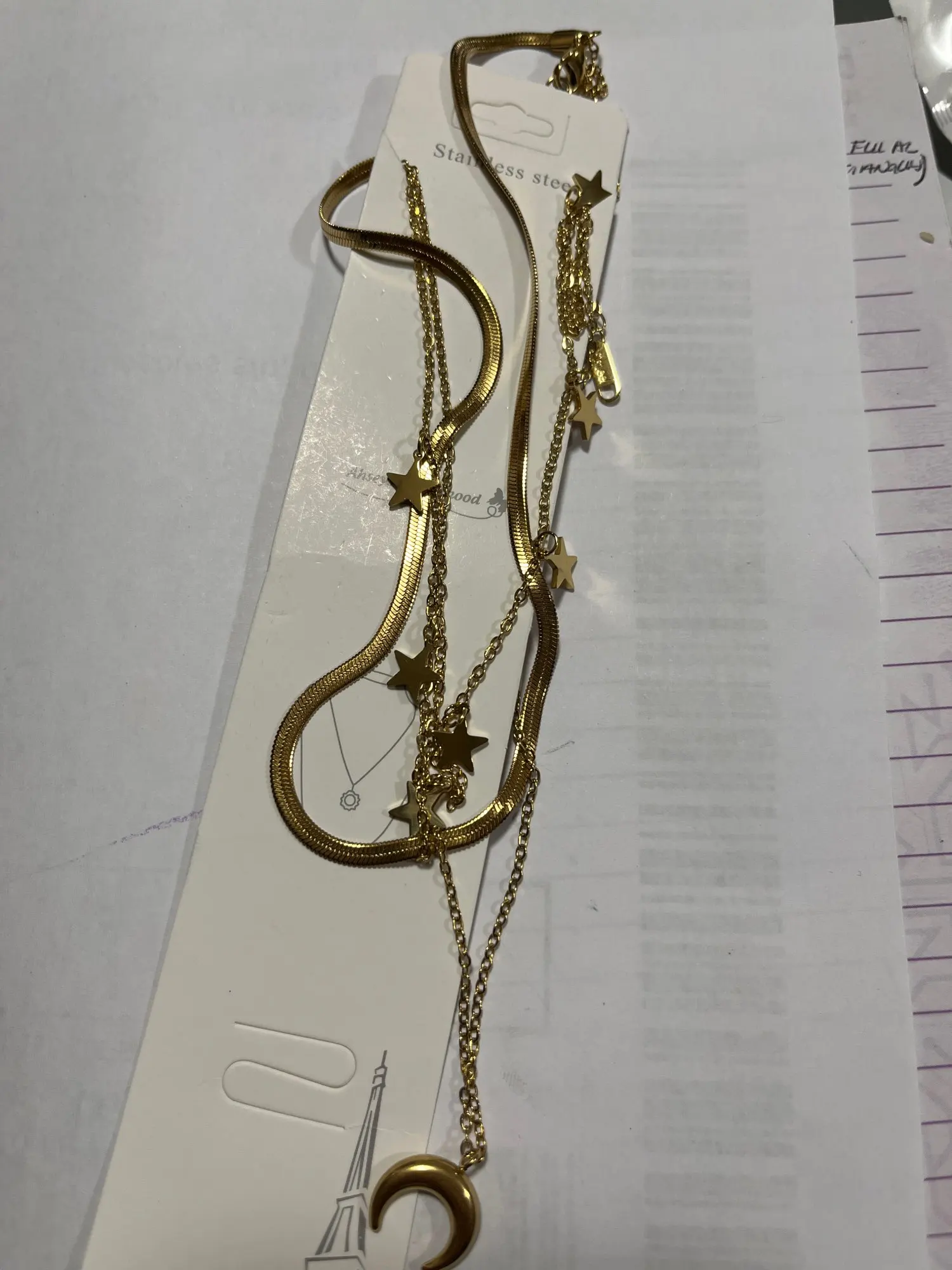 Layered Gold Pendant Necklace | Butterfly, Moon & Blue Eye photo review