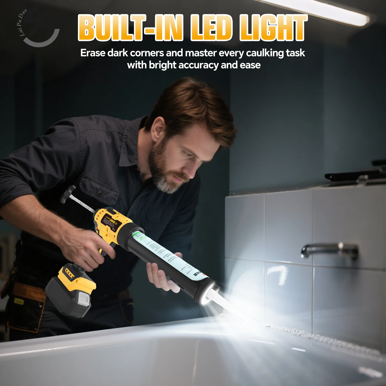 Electric Caulking Gun Glass Glue Gun 6 Speeds 10oz Cordless Silicone Gun Filling
