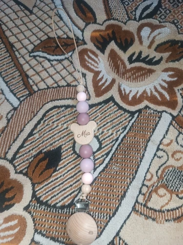 Personalized Wooden Baby Pacifier Chain - Silicone Beads, Dummy Holder, and Teether photo review
