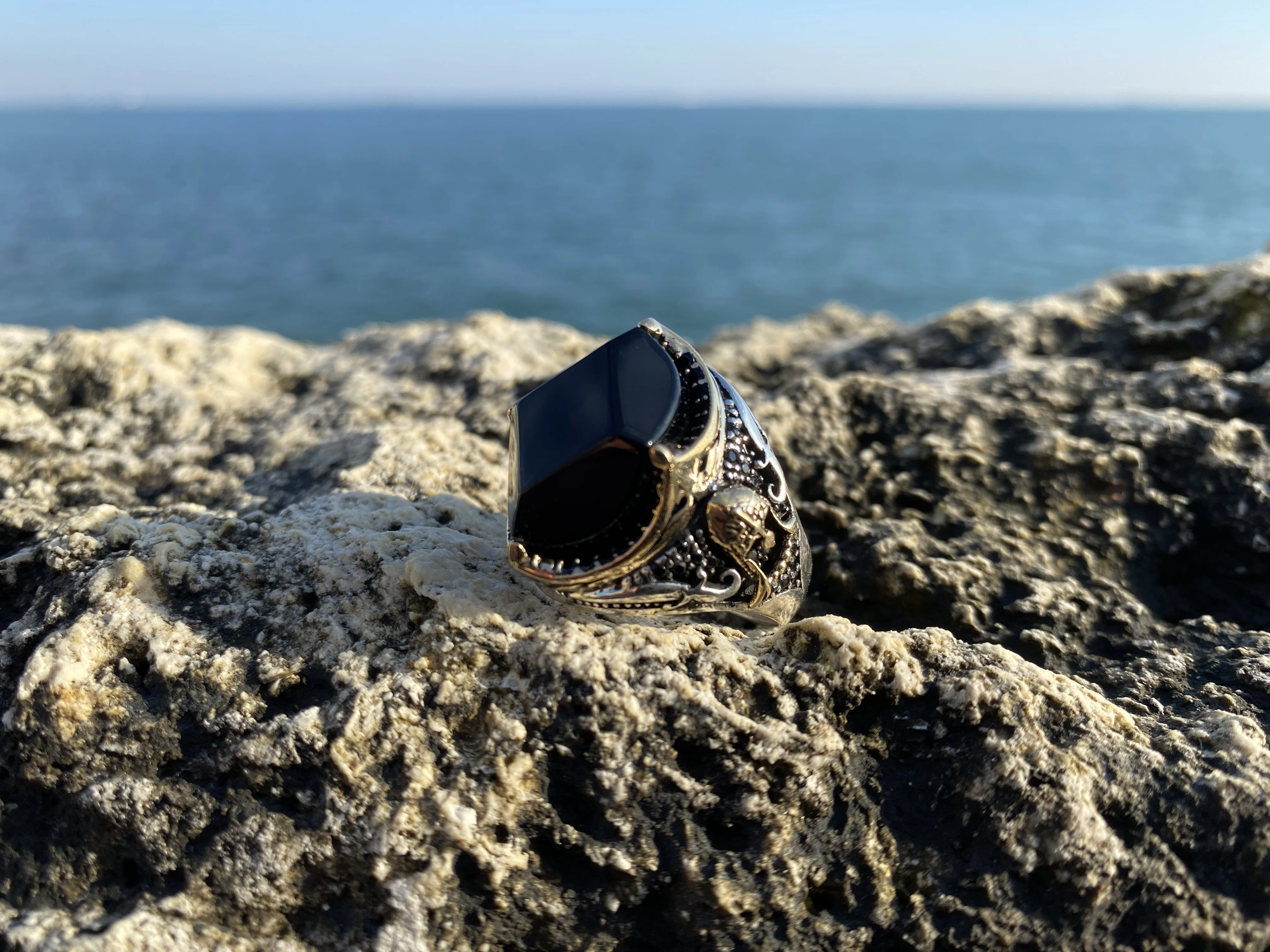 

Sultan Series - Special Desing Silver Ring With Black Catalin Stone Fashion Turkish Premium Quality Handmade Jawelery, gift,