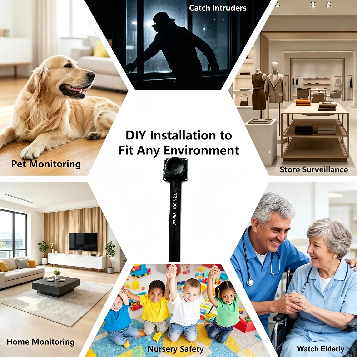 Modulo PCBA per Telecamera di Sicurezza Domestica Compatta, Design Flessibile della Lente, Scheda Circuito per Monitoraggio Remoto HD, Telecamera WiFi Fai-da-Te - immagine 6