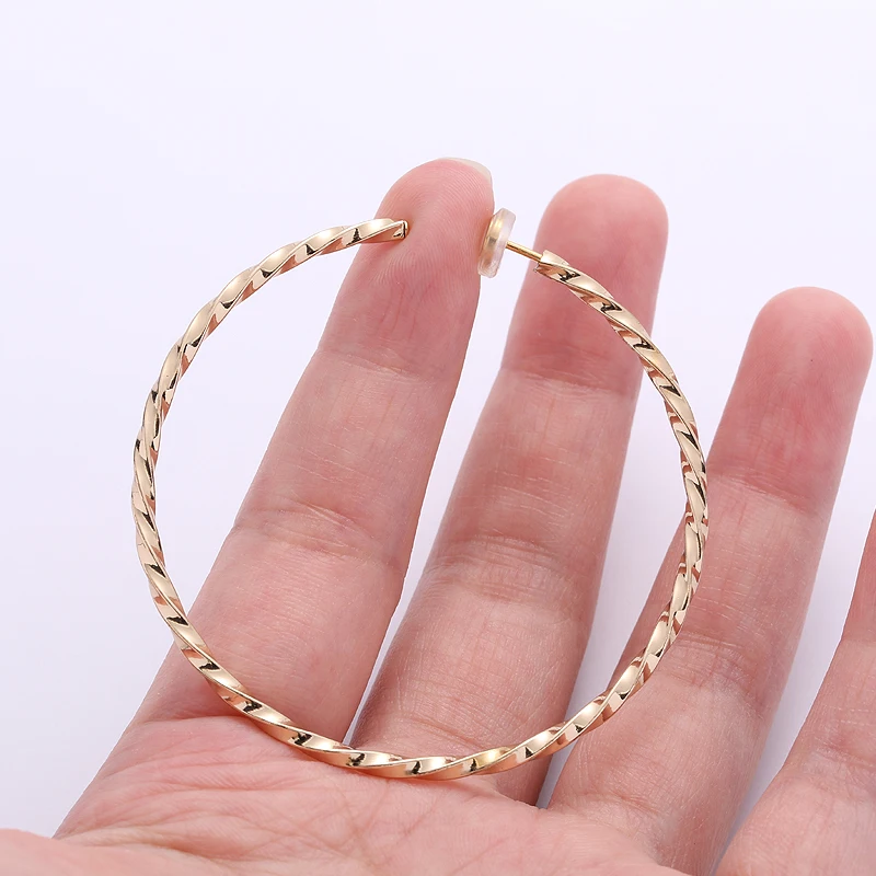 UNNAIER 60mm Twisted Round Ear Clip Large Earrings No Piercing Clip Earrings Fashion Women Jewelry Earring Trend