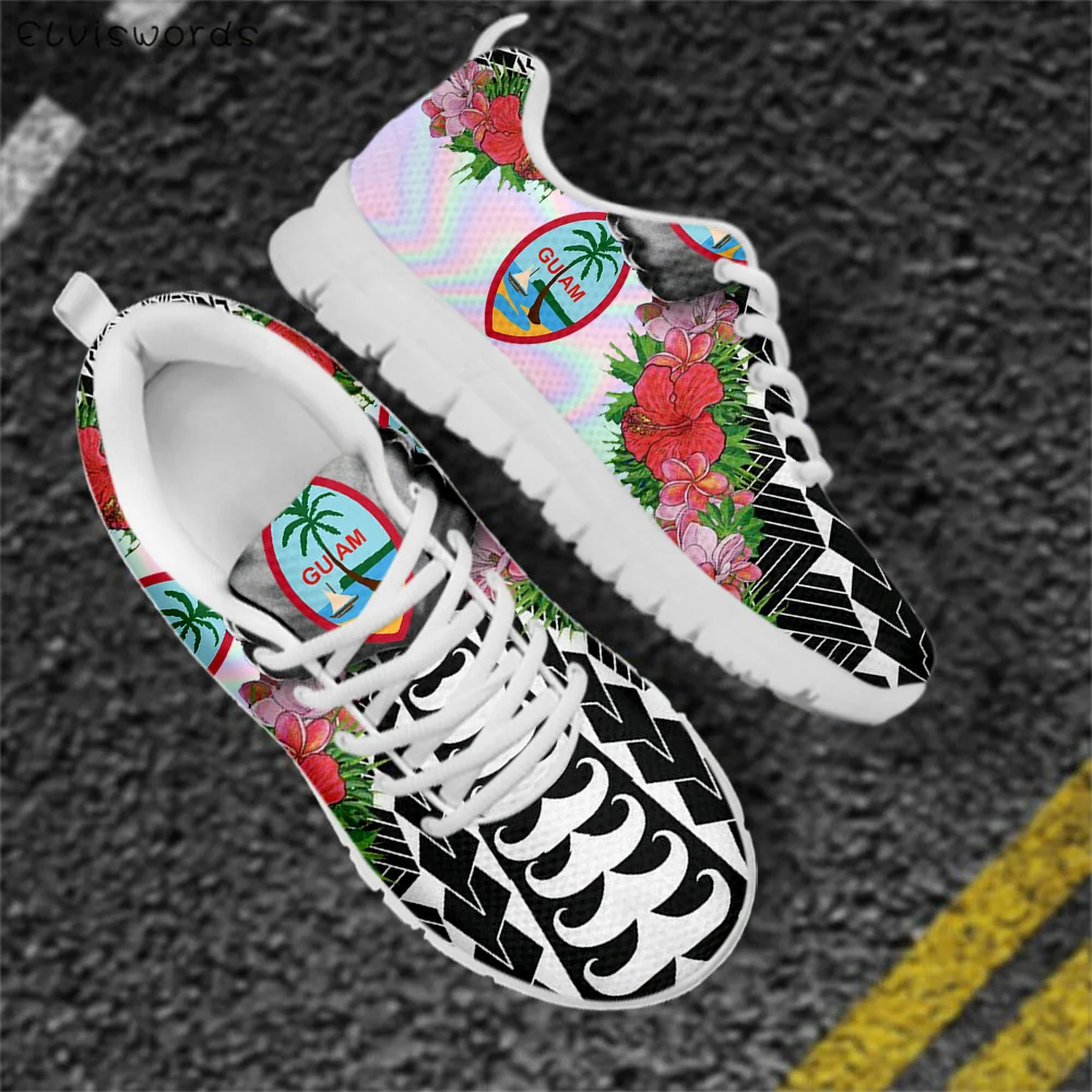 

Classic Print Guam Flag Ladies Running Shoes Breathable Mesh Outdoors Walking Shoes Comfortable Graffiti Soft Sole Girls Shoes