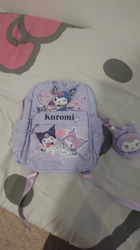 Mochila Kuromi & Cinnamoroll con monedero, mochila escolar de dibujos animados de Hello Kitty, mochila informal de viaje para niña para uso diario photo review