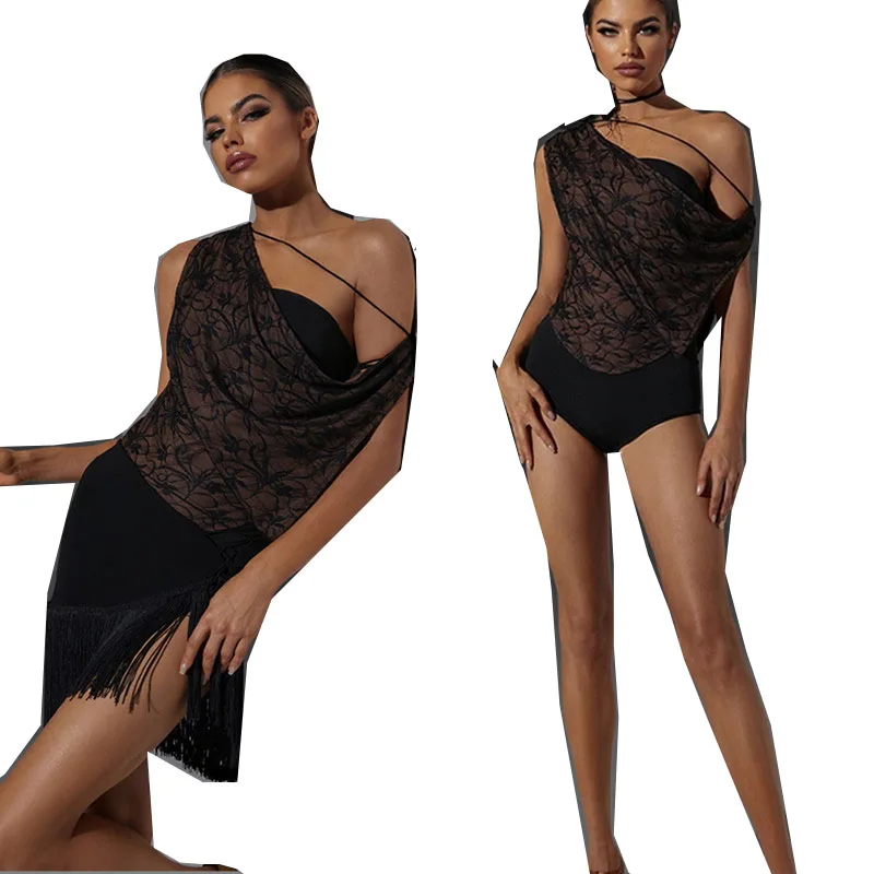 

latin dress black sexy latin competition dress Salsa Samba Rumba dress skirt black 2347
