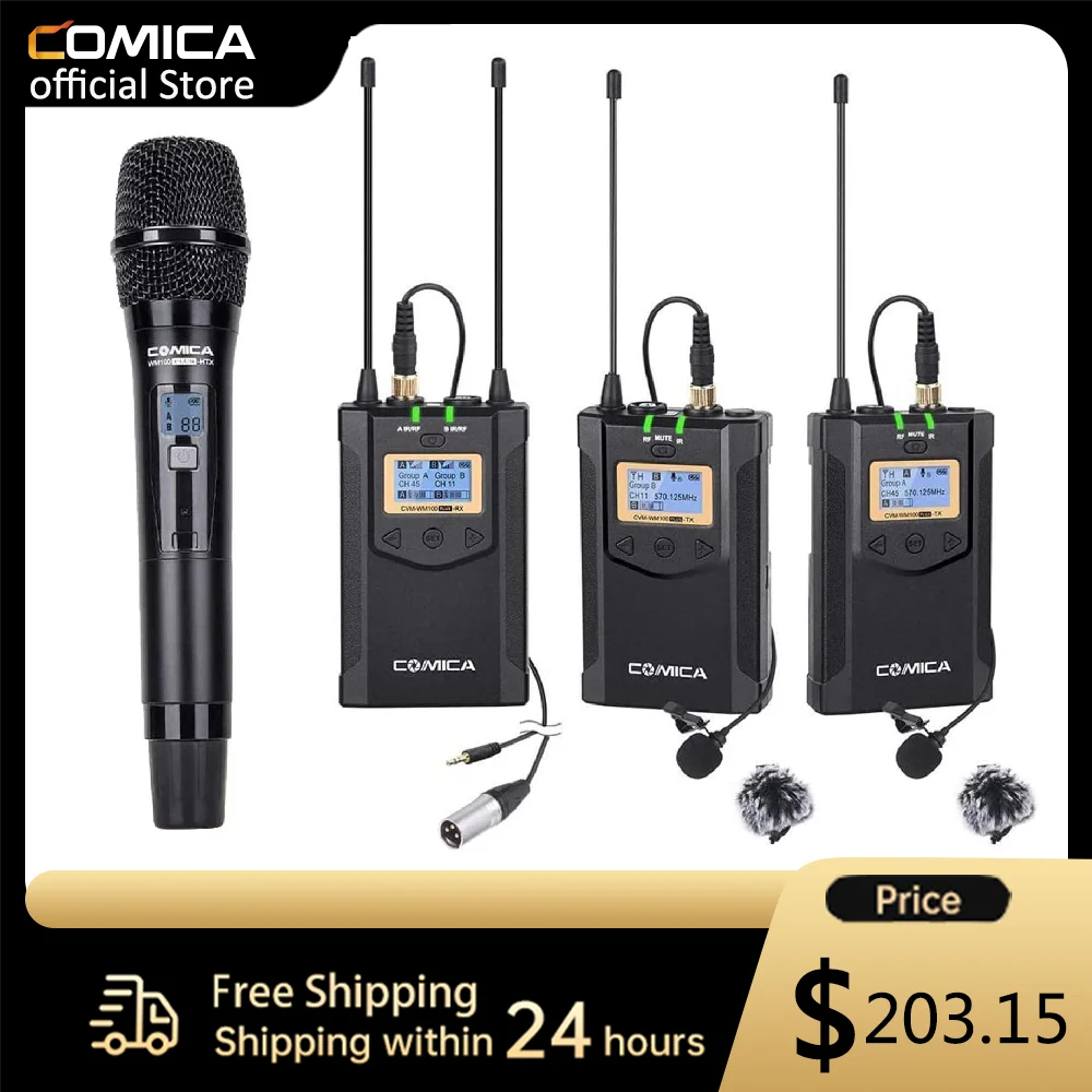 Wireless Microphone COMICA CVMWM100 Plus 48Channel Professional UHF