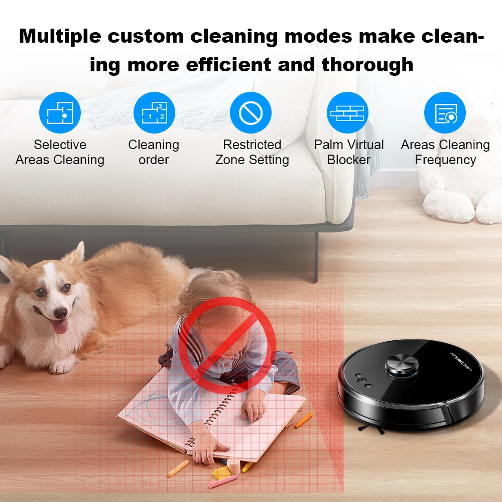 مكنسة روبوت كهربائية Liectroux XR500 ، ملاحة باللي...