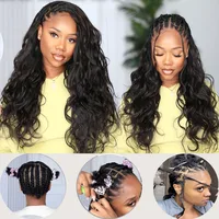 Extensions de cheveux humains ondulés effet plume pour tresses bohèmes, 100% cheveux humains bruts, tresses au crochet, nœuds miracle 2
