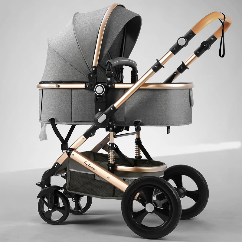 High Landscape Baby Stroller 2 in 1 Portable Baby Pram Can Sit Can Lie Newborn Pushchair