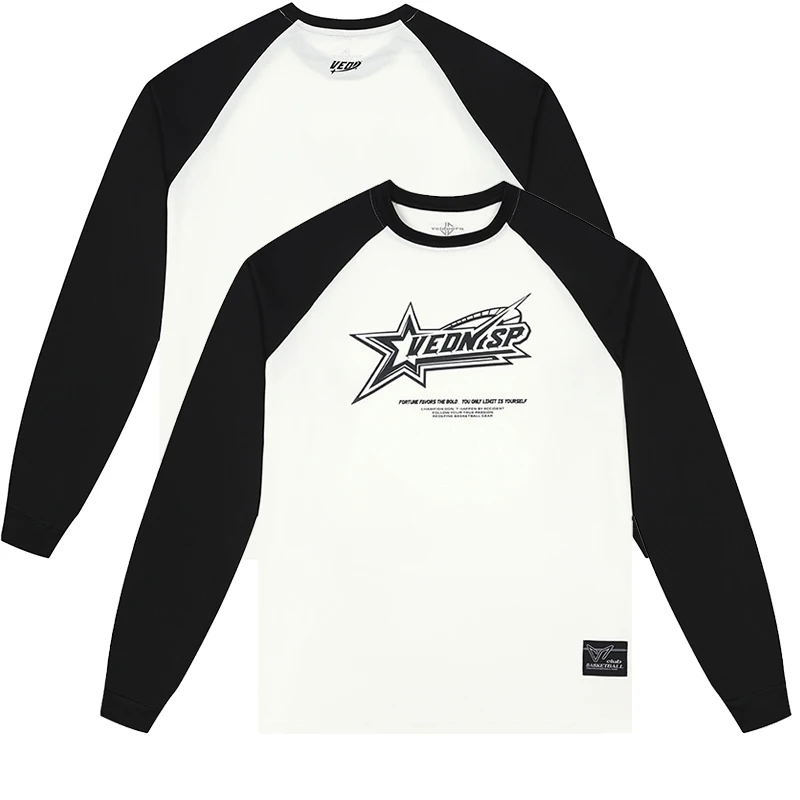 Spring and Autumn Essential Outerwear for Men Crew Neck Long Sleeve Print T-Shirt Breathable Quick-Drying Basketball Jersey