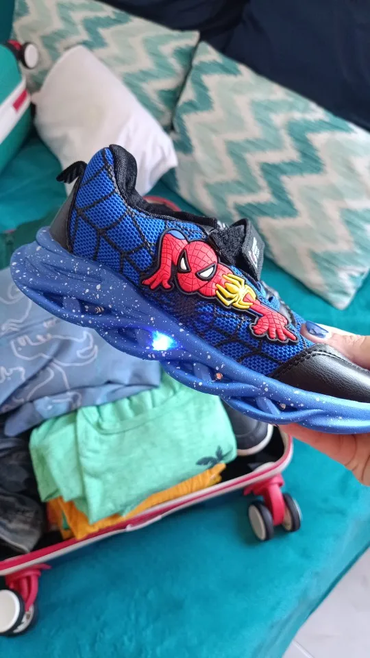 Disney LED Casual Sneakers Red Black For Spring Boys Spiderman Mesh Outdoor Shoes Children Lighted Non-slip Shoes Size 21-30 photo review