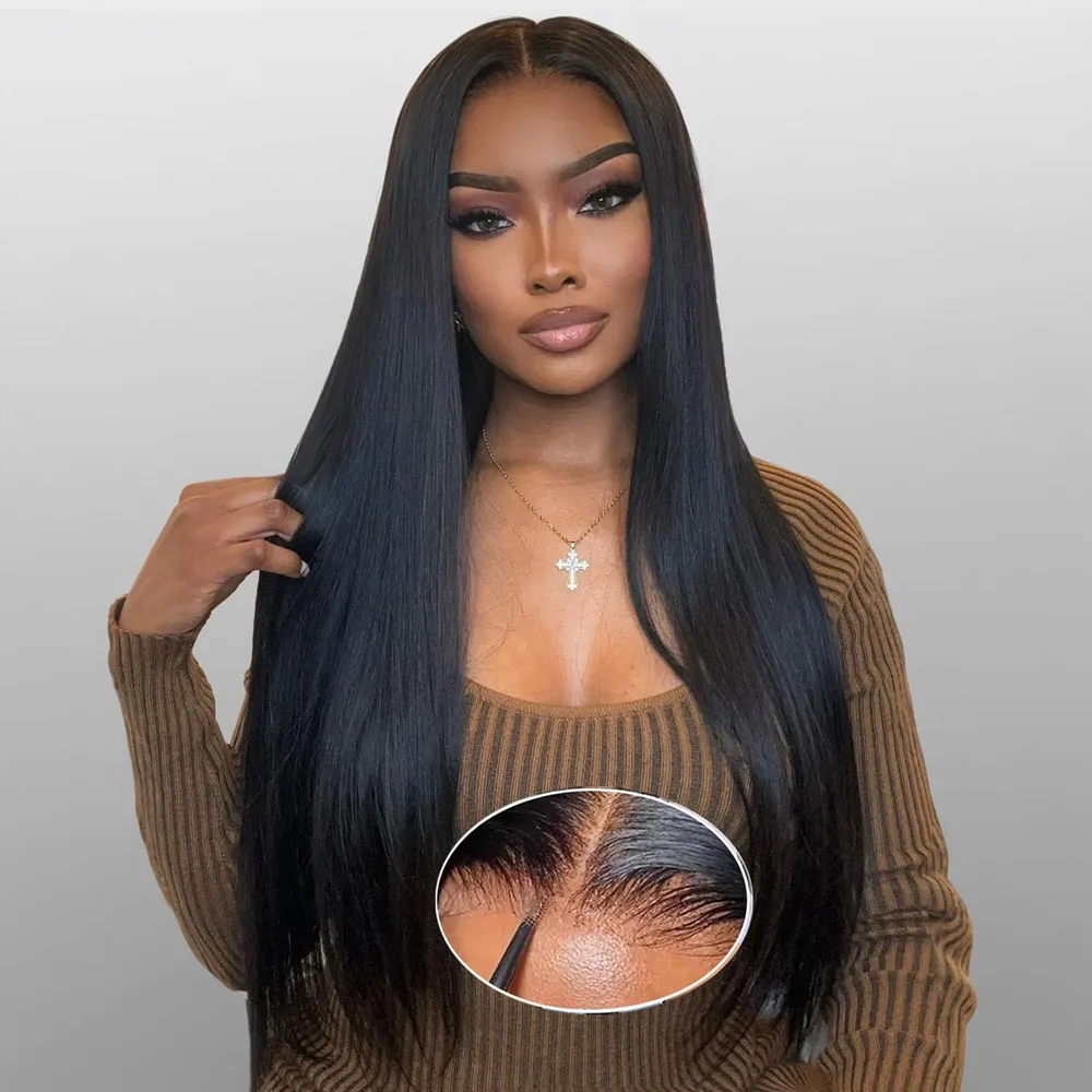 250% Glueless Straight Human Hair Wigs Wear And Go 7x5 Hd Lace Closure Wig On Clearance Sale 34Inch Straight Lace Front Wig 1