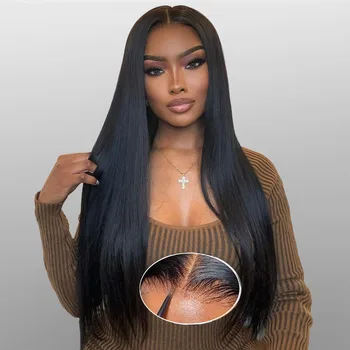 250% Glueless Straight Human Hair Wigs Wear And Go 7x5 Hd Lace Closure Wig On Clearance Sale 34Inch Straight Lace Front Wig 1