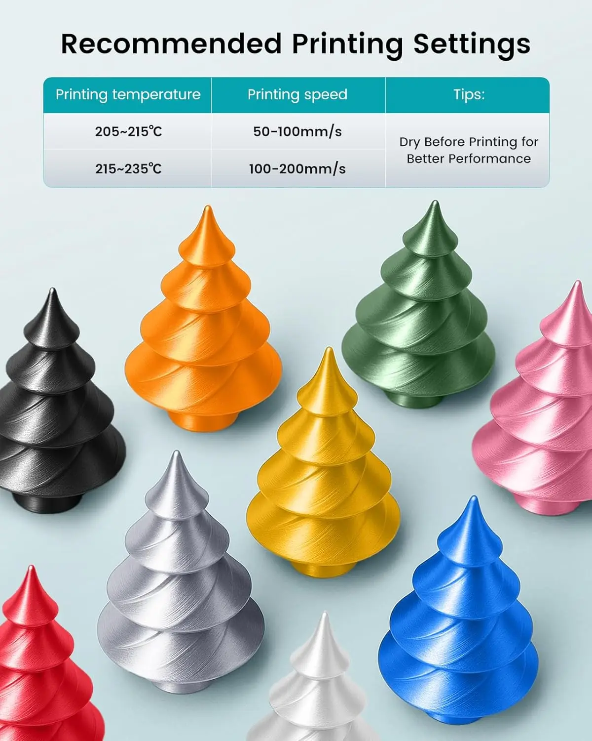실크 골드 PLA 필라멘트 1.75mm 3D 프린팅 필라멘트 1kg 스풀 3D 프린터 재료 광택이 나는 실키 샤이니 메탈릭 메탈 실크