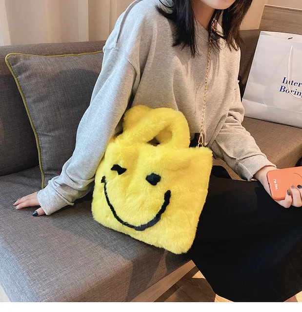 Smiley Face Purse, Smiley Fur Bag, Messenger Bags, Purse Handbags