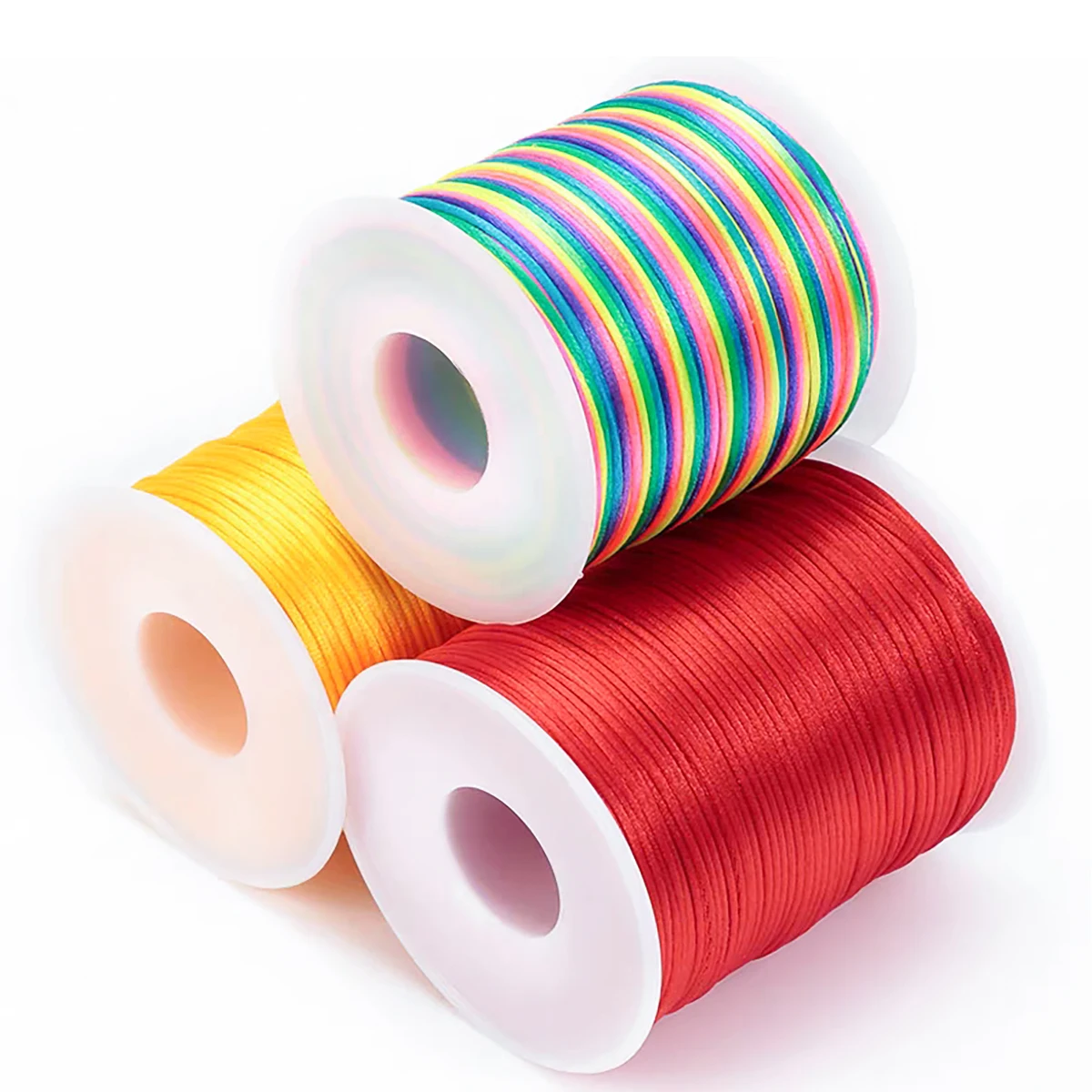 Nylon Cord 100m/Roll 2mm Nylon Line Cord Rat Tail Silk Forging Chinese Knot Thread Colorful Macrame Bracelet Braided Rope Jewelry Thread macrame cord nylon rope silk cord silk rope