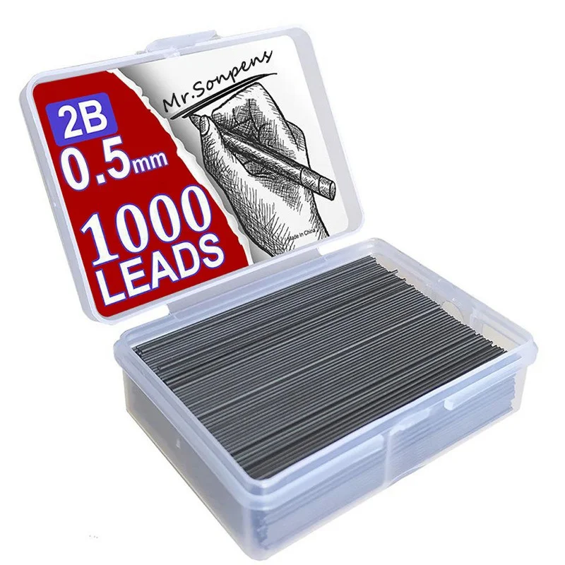250/500/1000 PCS/box Large Capacity Pencil Lead Student 0.5 0.7 0.9 1.3 2.0mm Mechanical Pencil Lead images - 6