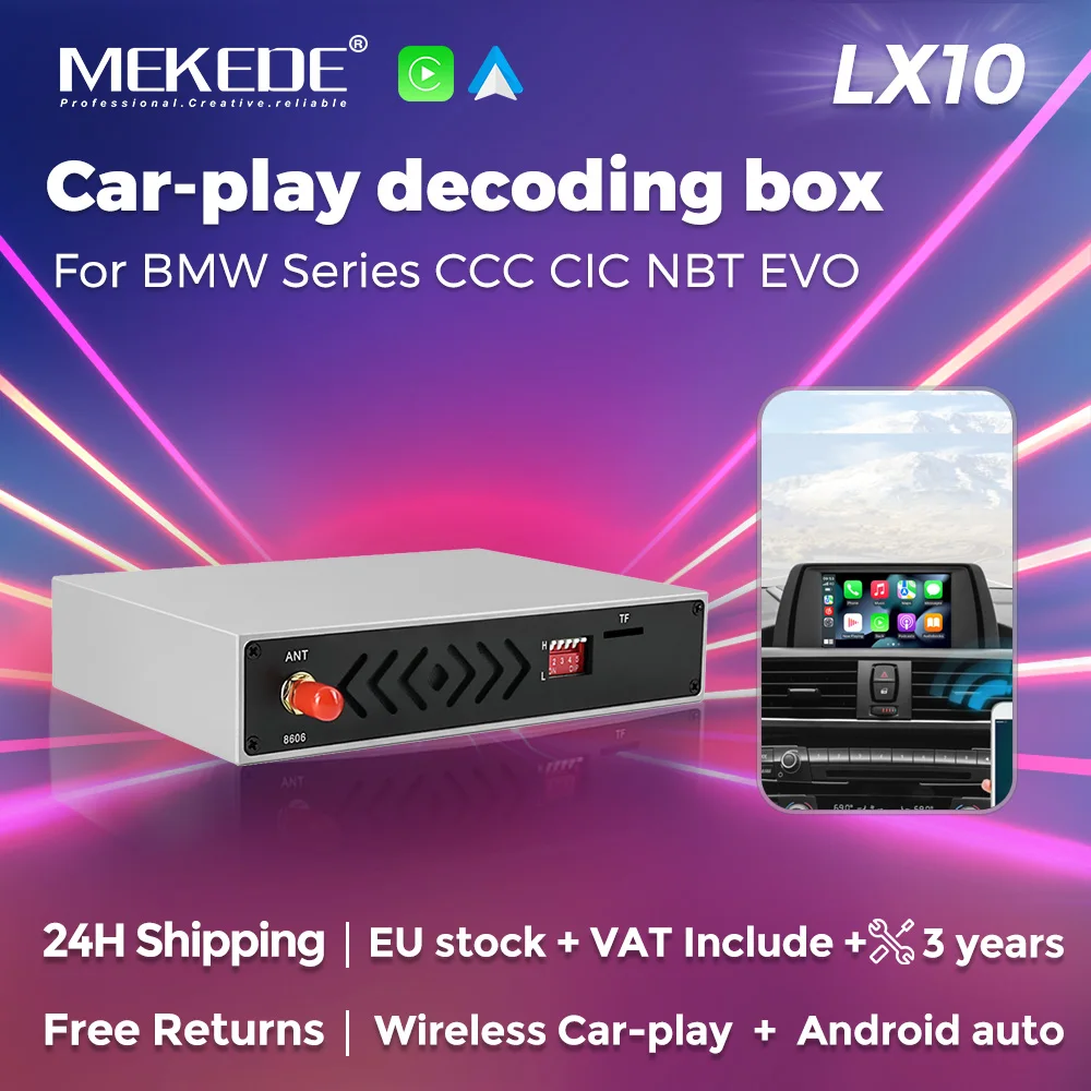 MEKEDE Bezprzewodowy Dekoder CarPlay Auto do BMW Serii 1/2/3/4/5/6/7 X3 X4 X5 X6 Systemy CCC CIC NBT EVO Odtwarzanie Wideo Mirror Link