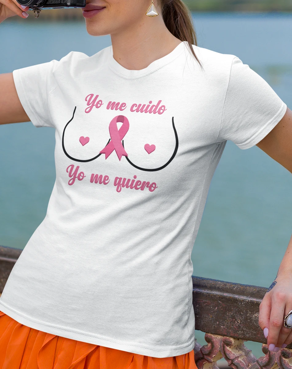 Playera De Mujer Día Contra Cáncer De Mama Yo Me Cuido | Playera entallada y fabricada con 100% Algodón | Pega Vinilo