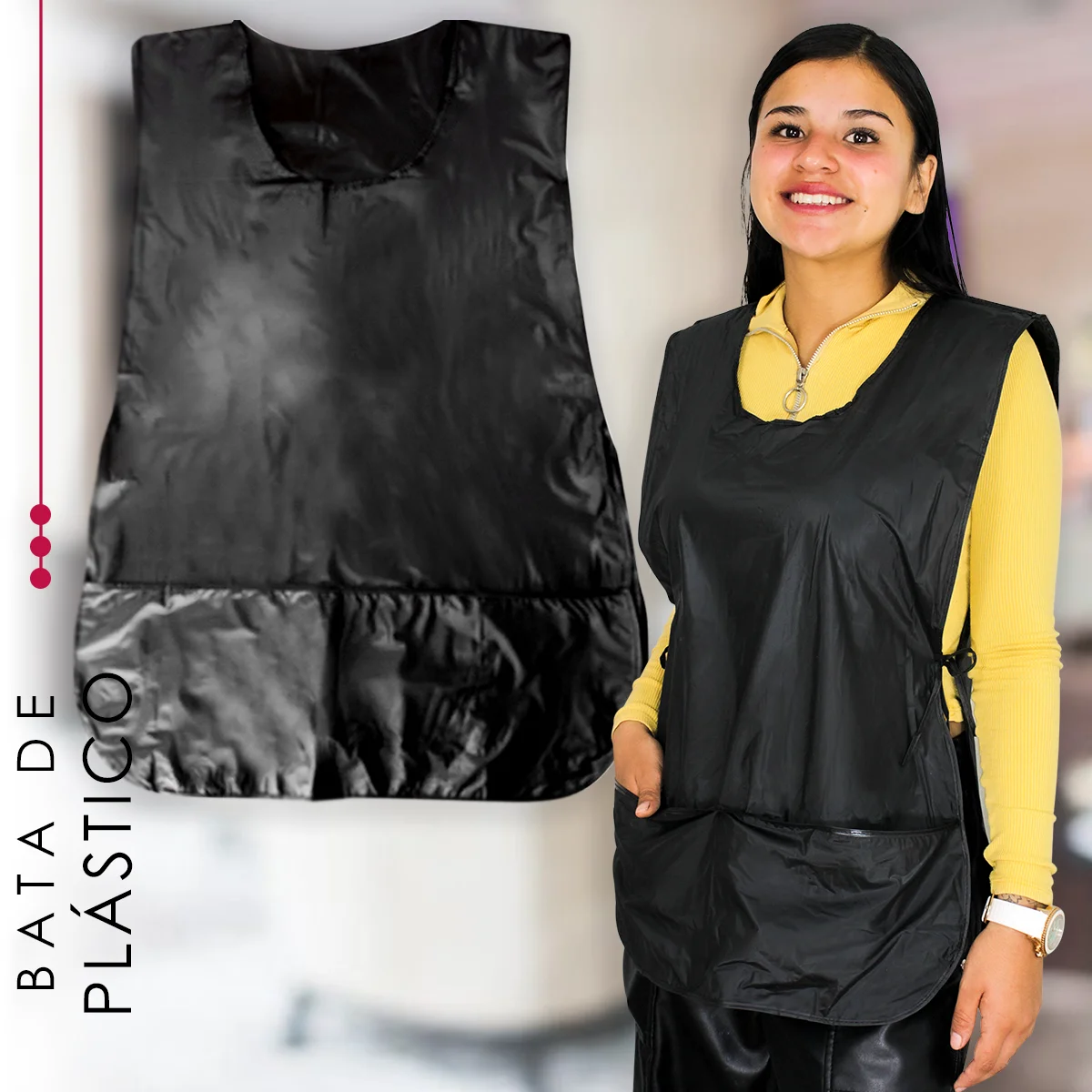 Robe Mandil en Plastique Noir, Styliste Esthétique