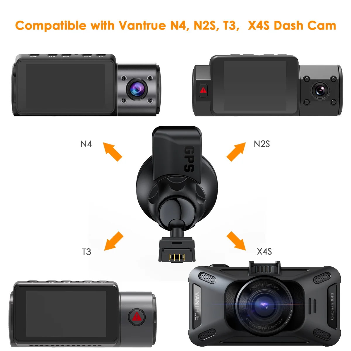 Vantrue Dash Cam GPS Receiver Module Type C&Mini USB Port Car Suction Cup Mount for Windows and Mac car suction cup bracket