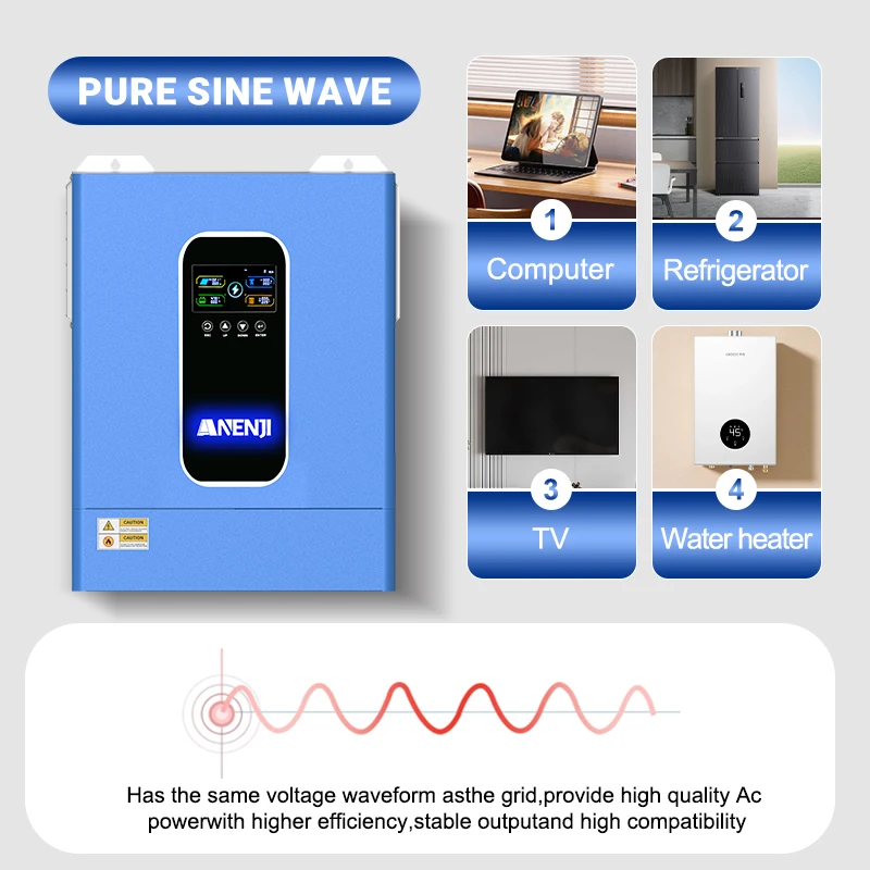 Convertitore solare ibrido parallelo da 11KW 11000W 48V MPPT Convertitore a onda sinusoidale pura Con carica 160A integrata Caricatore da 6 unità PV 500VDC - immagine 3