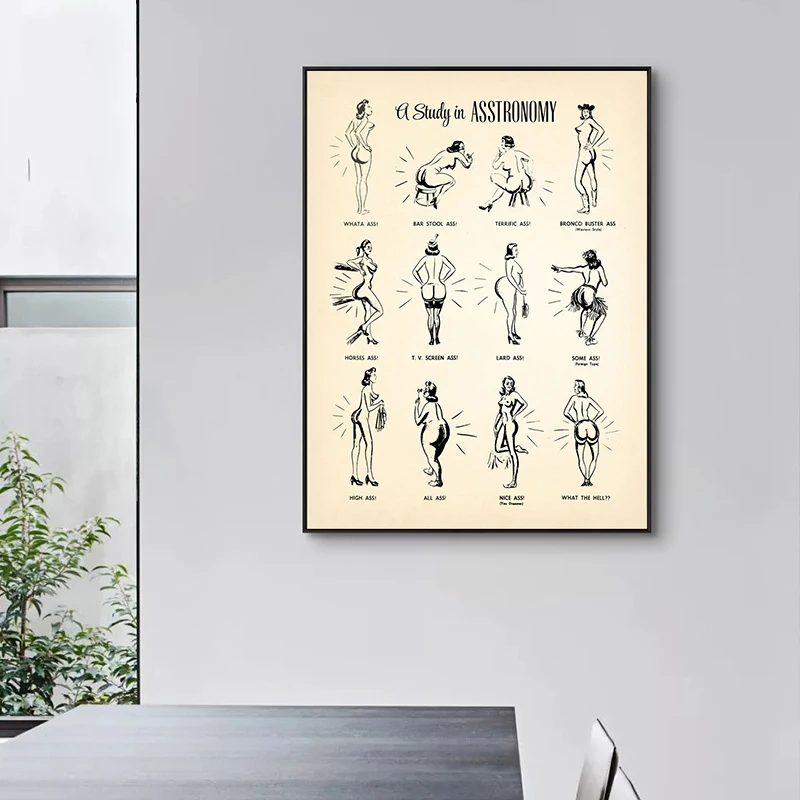 Funny A Study In ASStronomy Butt Shapes Print Poster Canvas Painting Vintage Ass Diagram Wall Art For Bathroom Home Decor