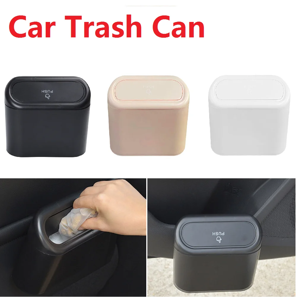 Cestino per auto da appendere, contenore per rifiuti e polvere, scatola portaoggetti in ABS, bidone quadrato a pressione, accessori per interni auto, venda diretta  34