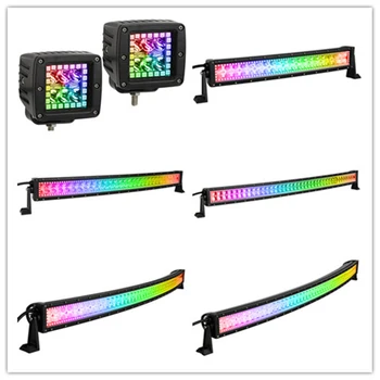 Nicoko Curved Led Light Bar work pods Chasing RGB Halo Bluetooth Remote control Over 300 Flash