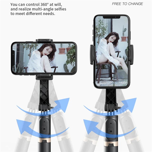 Roreta 2023 NEW Gimbal Stabilizer Selfie Stick Foldable Wireless Tripod with Bluetooth Shutter Monopod for IOS Android 4