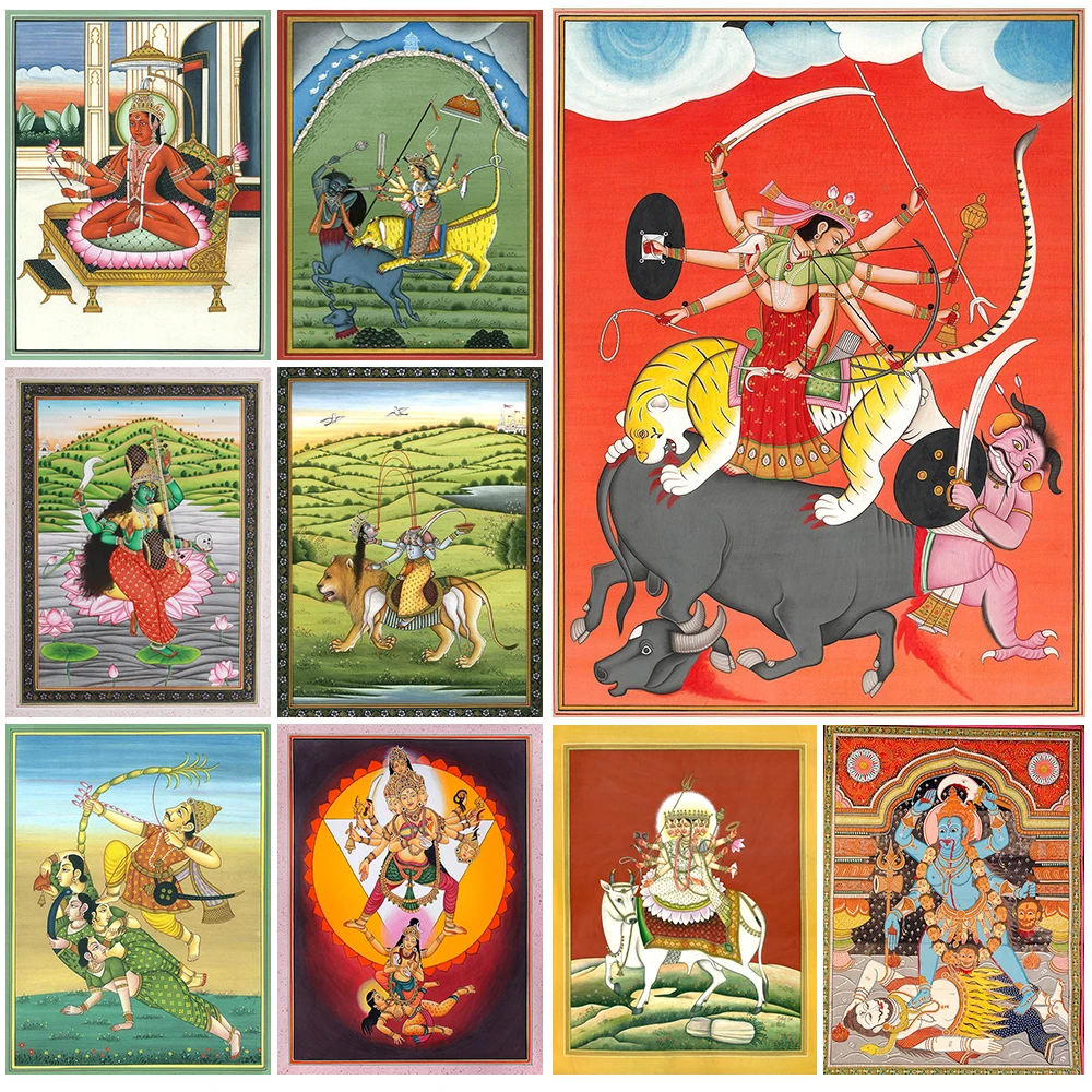 

Goddess Durga Kamadeva Indian Religion Poster Wall Pictures For Living Room Wall Art Canvas Painting Home Decor Unframed